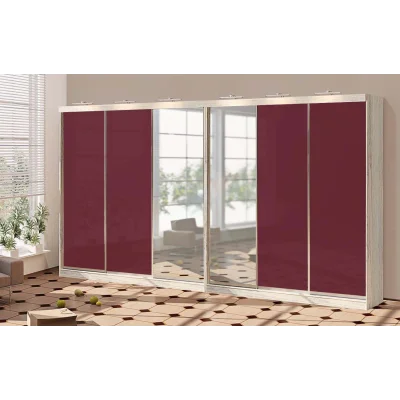 Sliding wardrobe 4.6 m "Colored glass" six-door with mirror